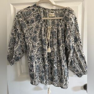 Denim & Supply Ralph Lauren Navy and Cream Blouse